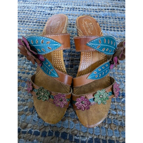 L' artiste Shoes Spring Step Women's 38  7.5 Heeled Sandals Kitten Heels Slides - Picture 1 of 8